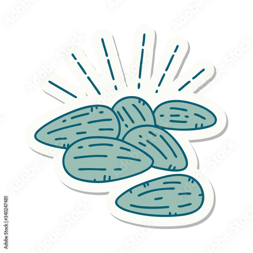 sticker of tattoo style almonds