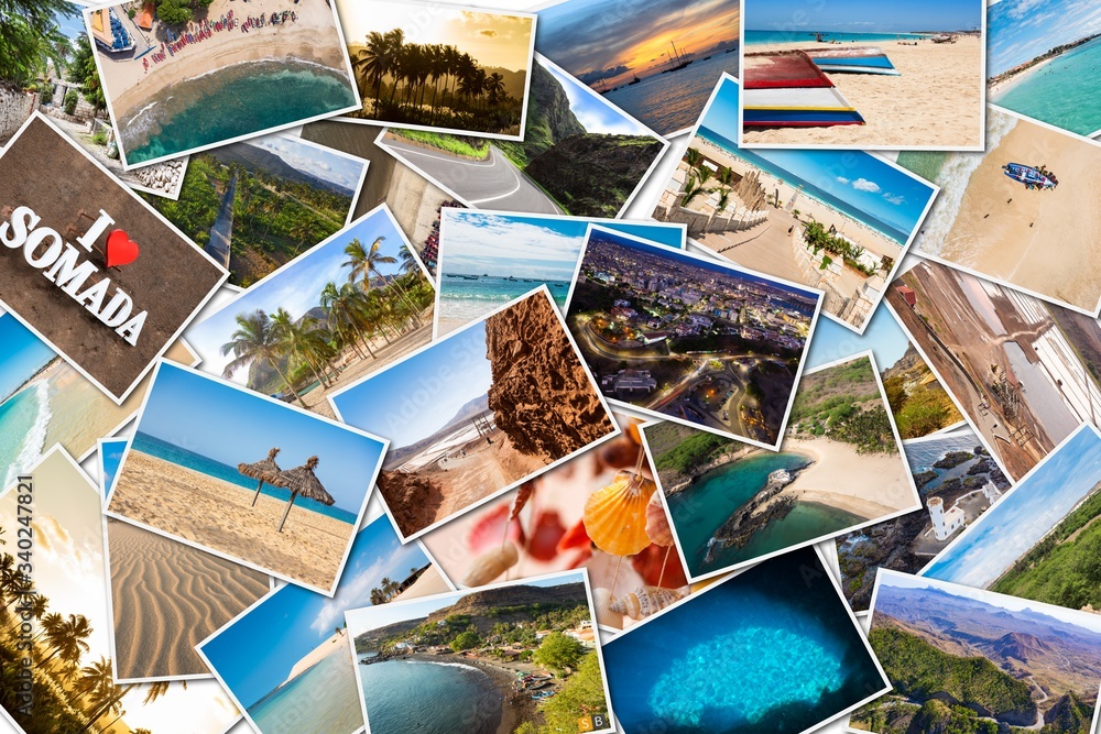 Stack pile of Cape Verde landscape photo collage montage , Santiago, Sal, Boavista, Sao vicente Stack pile of Cape Verde landscape photo collage montage , Santiago, Sal, Boavista, Sao vicente