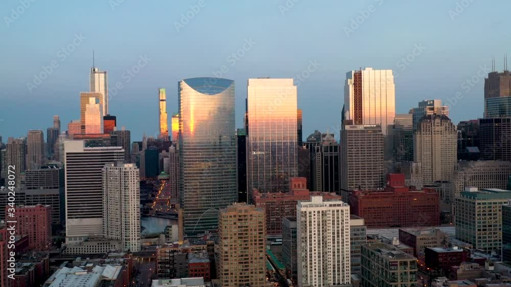 Chicago Cityscape at Golden Hour - Aerial Chicago Cityscape at Golden Hour - Aerial