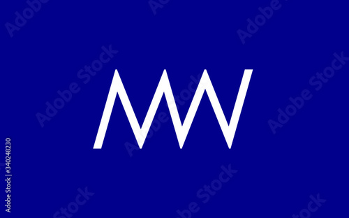 MW or WM and M, W Uppercase Letter Initial Logo Design, Vector Template
