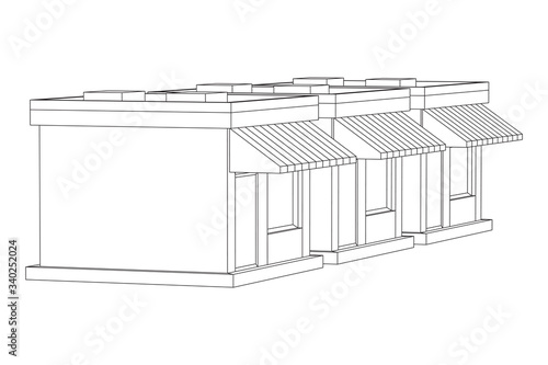Shop market stores. Small business concept. Wireframe low poly mesh vector illustration.