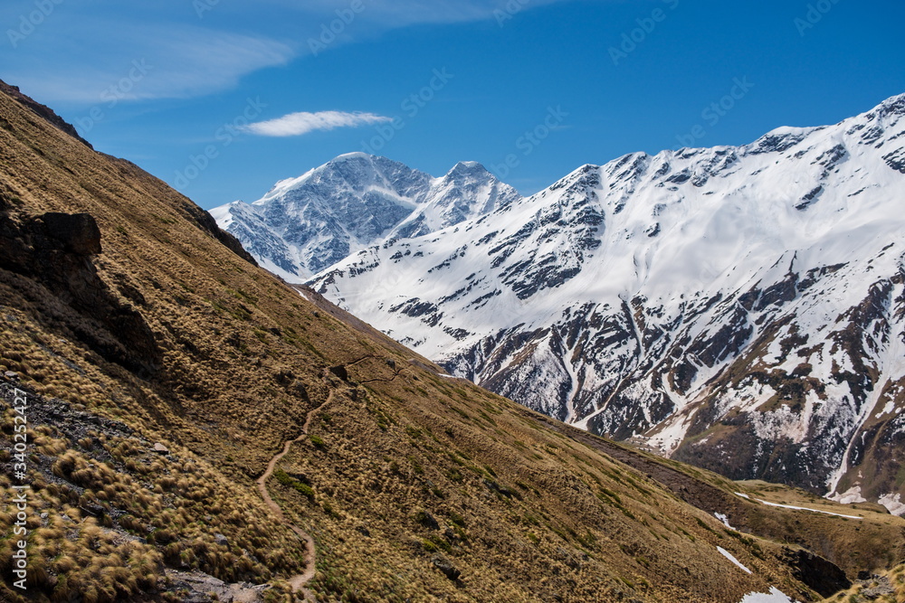 Elbrus region. Trail to waterfall Elbrus region. Trail to waterfall