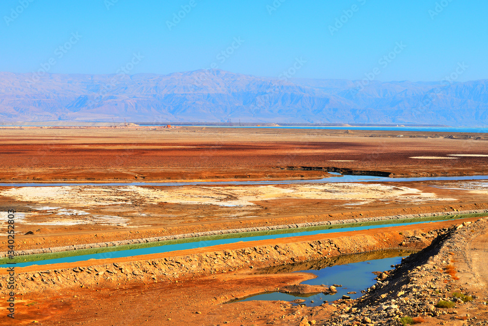 Drying Dead Sea and Negev Desert Landscape, Israel