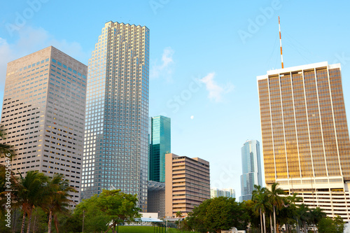 Skyline of downtown buildings at sunrise, Miami, Florida, United States © Jose Luis Stephens