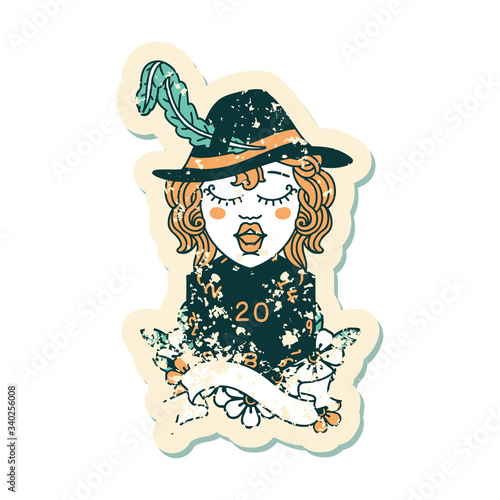 human bard with natural twenty dice roll illustration