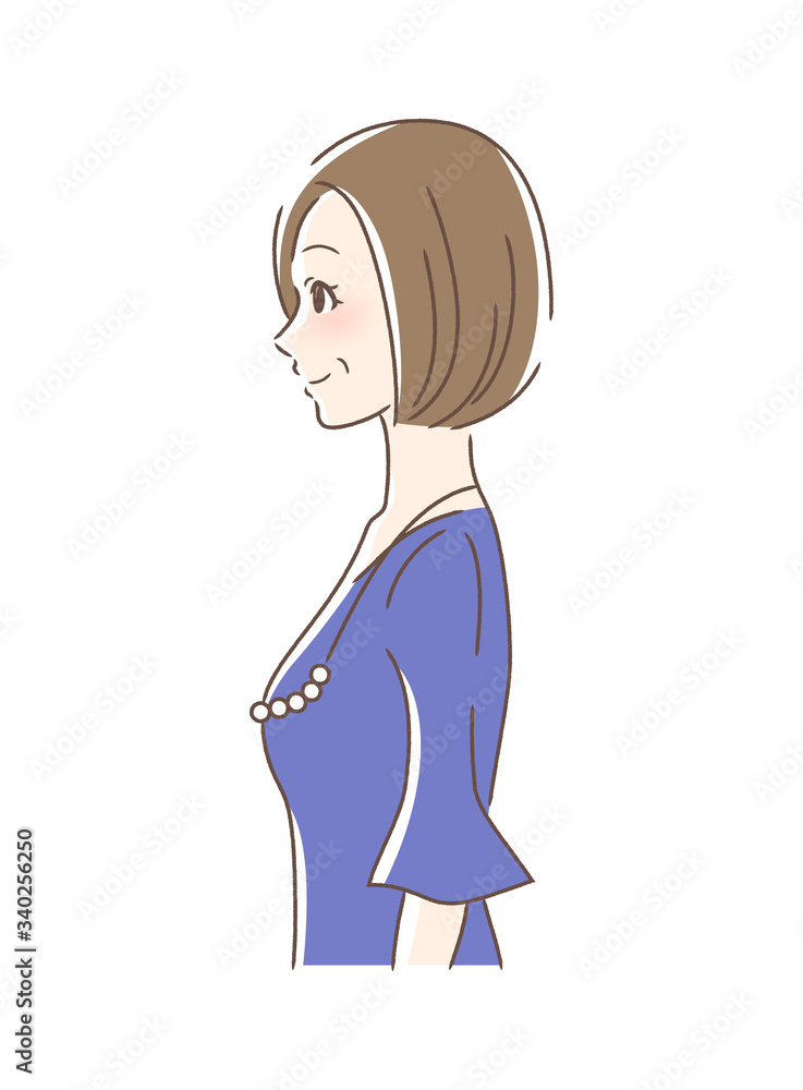 笑顔な女性の横顔 笑顔な女性の横顔