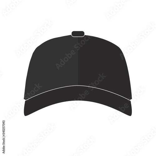 black vector baseball cap flat icon symbol