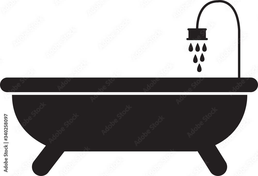 Bathtub shower black icon linear style sign Bathtub shower black icon linear style sign