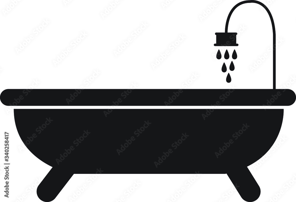 Bathtub shower black icon linear style sign Bathtub shower black icon linear style sign