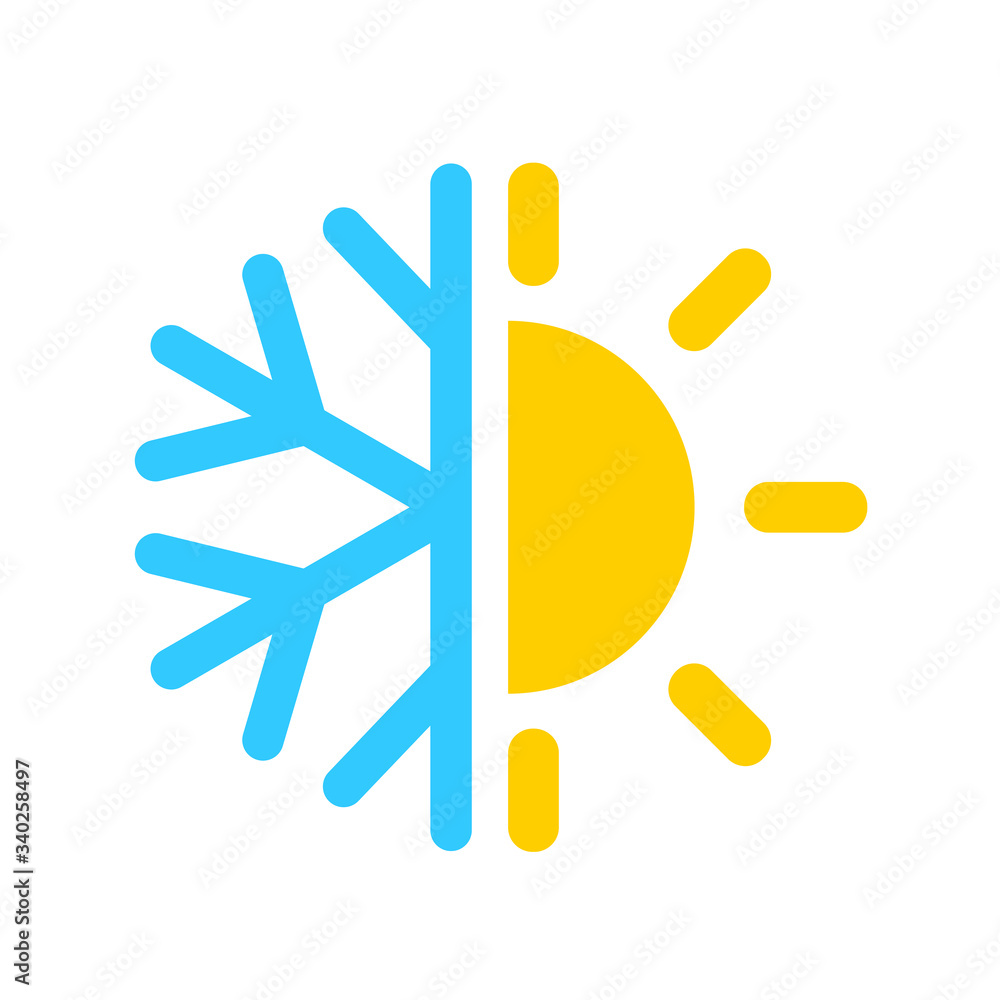 Air con icon, cold and hot temperature Air con icon, cold and hot temperature
