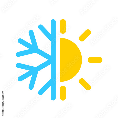 Air con icon, cold and hot temperature