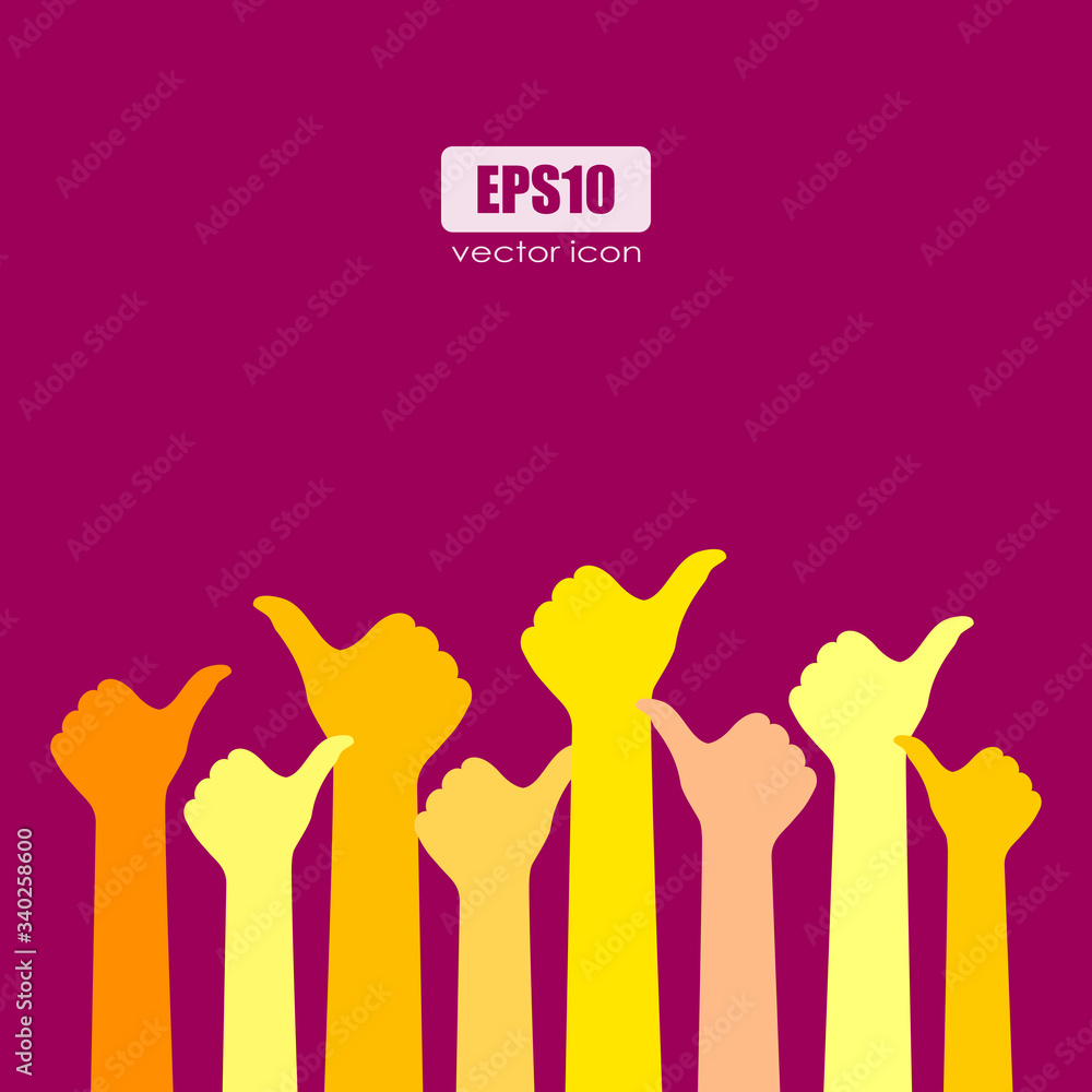 Fototapeta premium Raised hands with like thumb sign