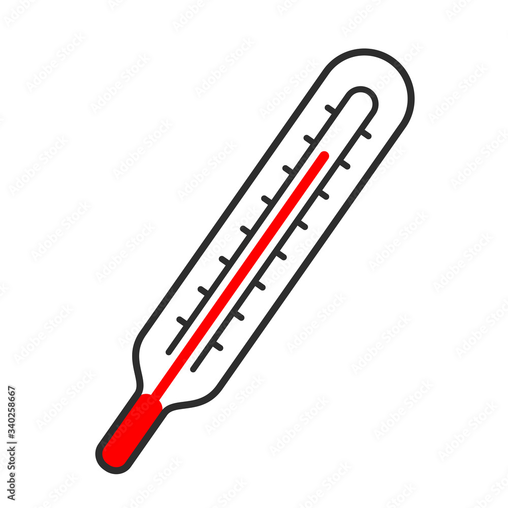 Medical thermometer and high temperature icon Medical thermometer and high temperature icon