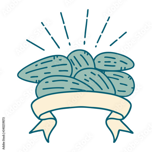 banner with tattoo style almonds