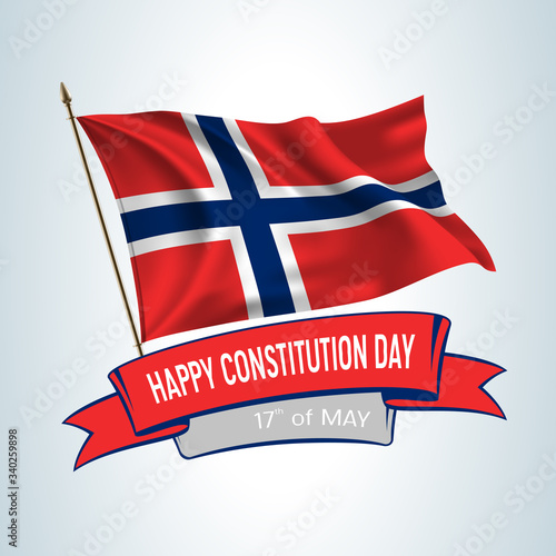 Norway constitution day greeting card, banner, square vector illustration