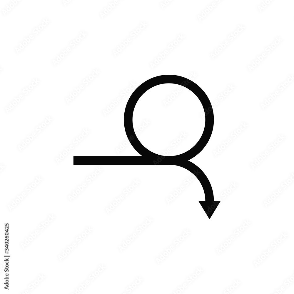 Curved arrow. Full rotation. 360 degrees. Refresh, repeat symbol. on white background Curved arrow. Full rotation. 360 degrees. Refresh, repeat symbol. on white background