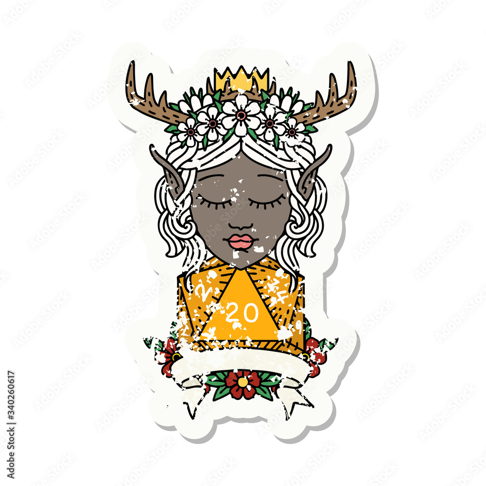 elf druid character with natural 20 dice roll illustration elf druid character with natural 20 dice roll illustration