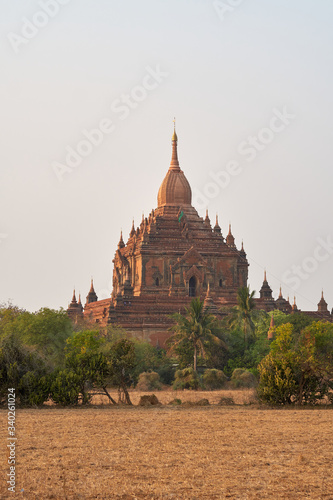 Ancient Sulamani temple at sunset in old Bagan in Myanmar  Burma.