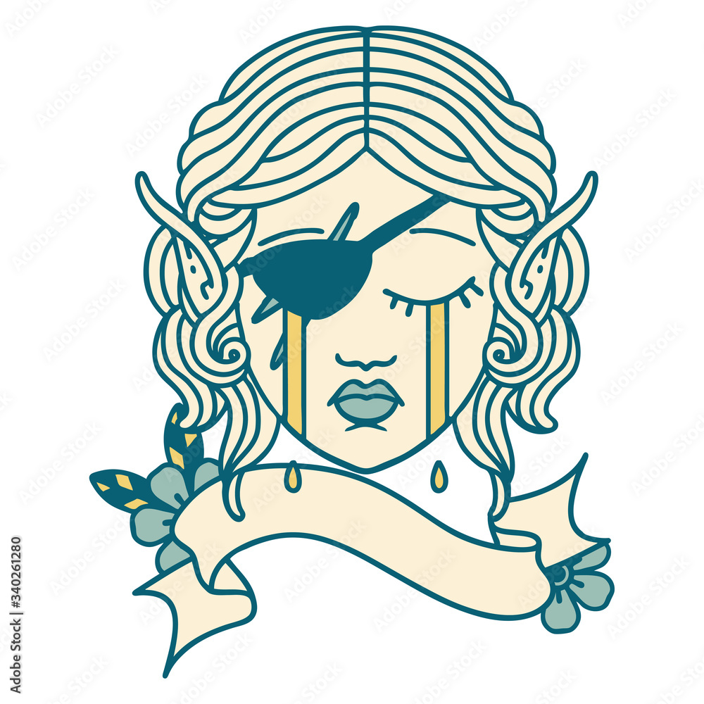crying elf rogue character face illustration crying elf rogue character face illustration
