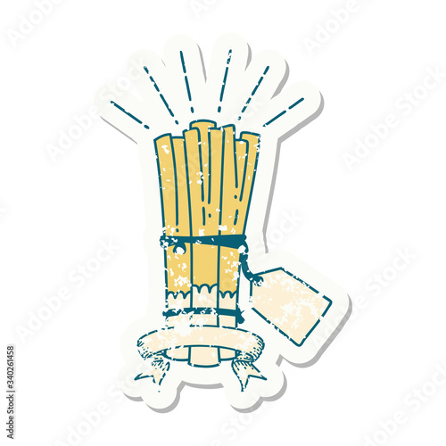 grunge sticker of tattoo style bunch of leeks