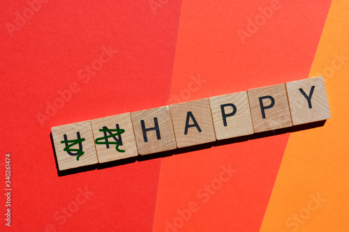 Unhappy,  with  prefix un crossed out, leaving the word Happy