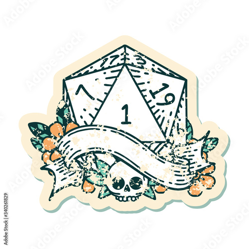 natural one d20 dice roll illustration