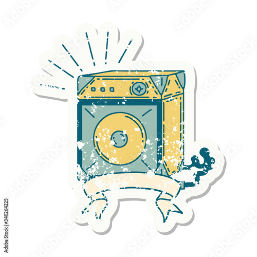 grunge sticker of tattoo style guitar amplifier