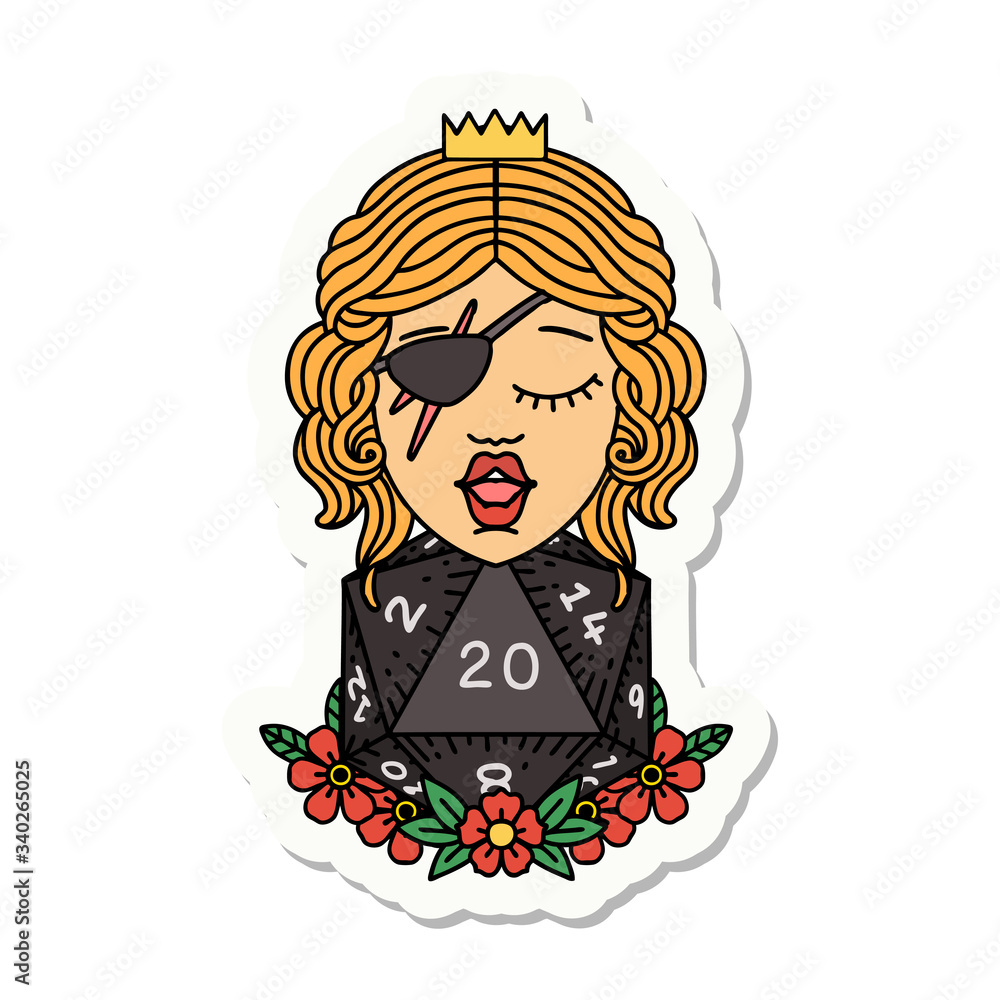 human rogue with natural twenty dice roll sticker human rogue with natural twenty dice roll sticker