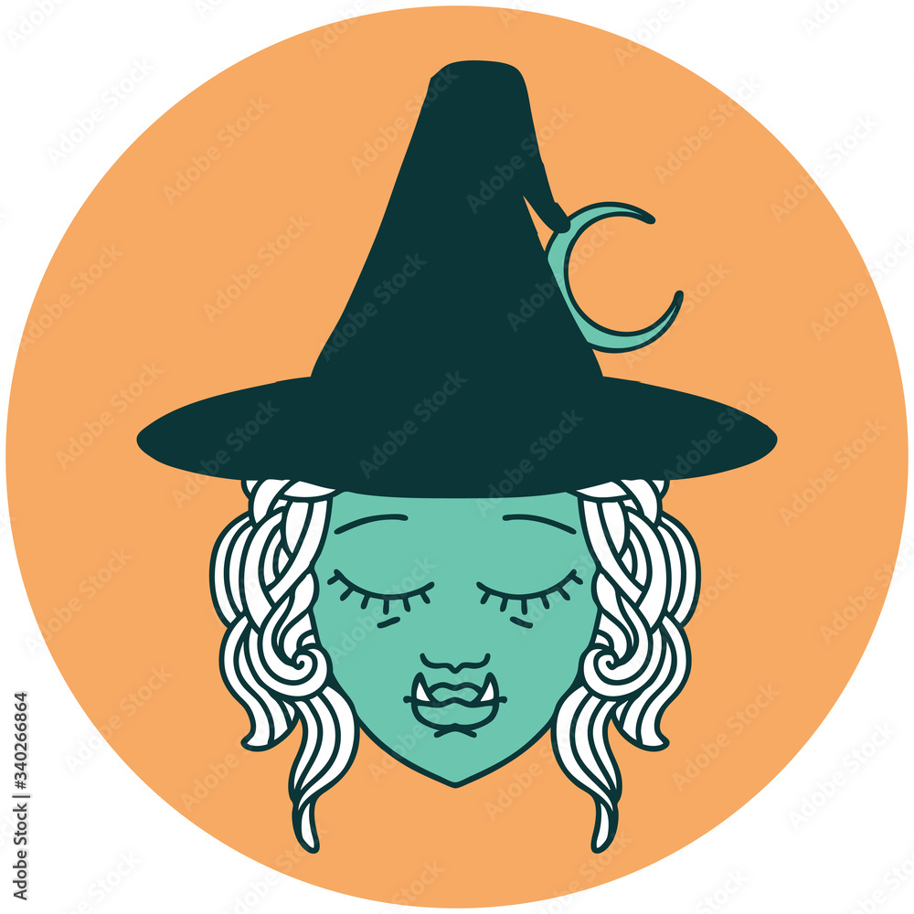 half orc witch character face icon