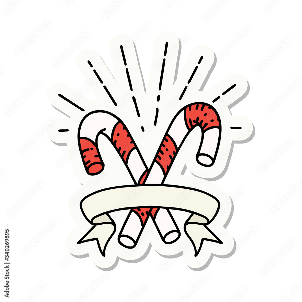sticker of tattoo style candy canes sticker of tattoo style candy canes