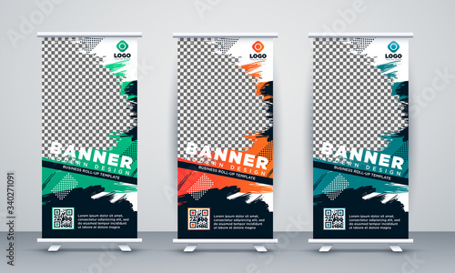 set of modern business roll up stand banner