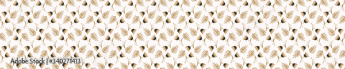 Neutral modern scandi floral blooms seamless vector border background pattern. Stylized paper cut out flower doodle banner. Kawaii matisse style decor. Decorative japanese stationery washi tape