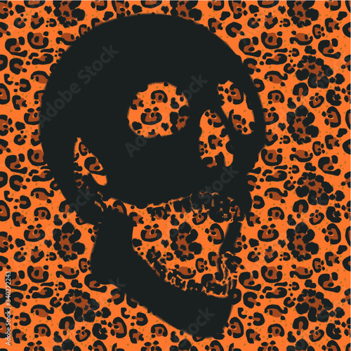 skull jaguar pattern tshirt print and embroidery graphic design vector art