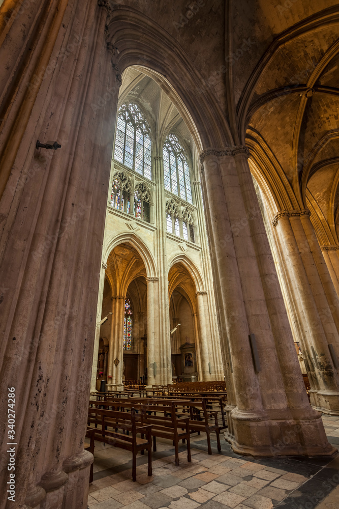 The interior of Saint Gatien cathedral in Tours, France.