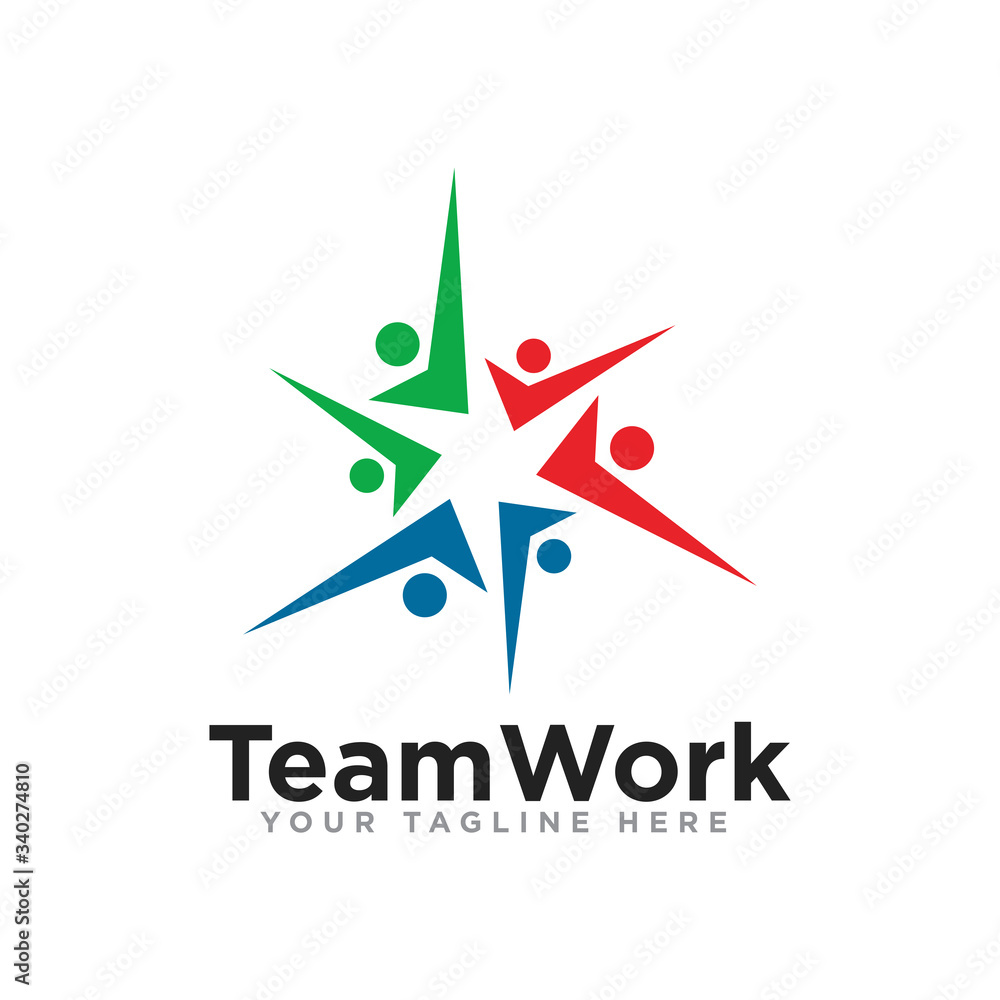 Obraz premium Unity or Team Work Logo Design Vector