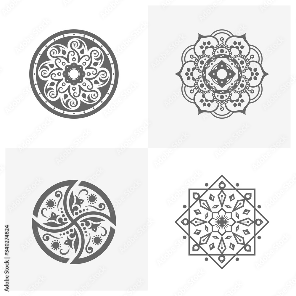 Circular pattern in form of mandala for Henna, Mehndi, tattoo, decoration. Decorative ornament in ethnic oriental style. Coloring book page. Circular pattern in form of mandala for Henna, Mehndi, tattoo, decoration. Decorative ornament in ethnic oriental style. Coloring book page.