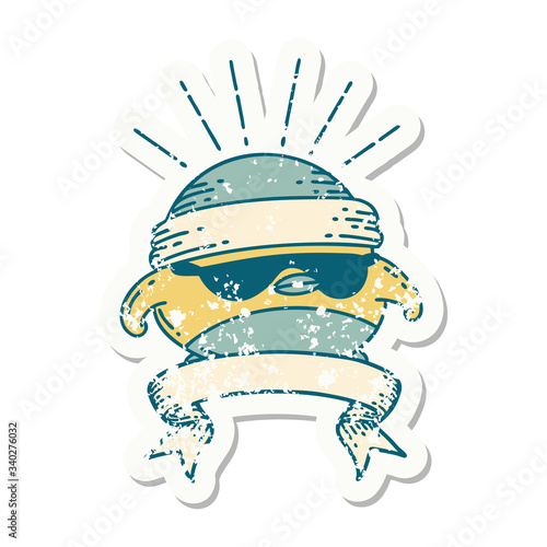 grunge sticker of tattoo style cool robin