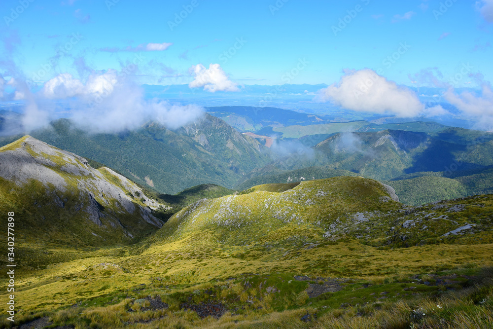 Beautiful mountain landscape in the Kahurangi National Park, New Zealand, South Island.