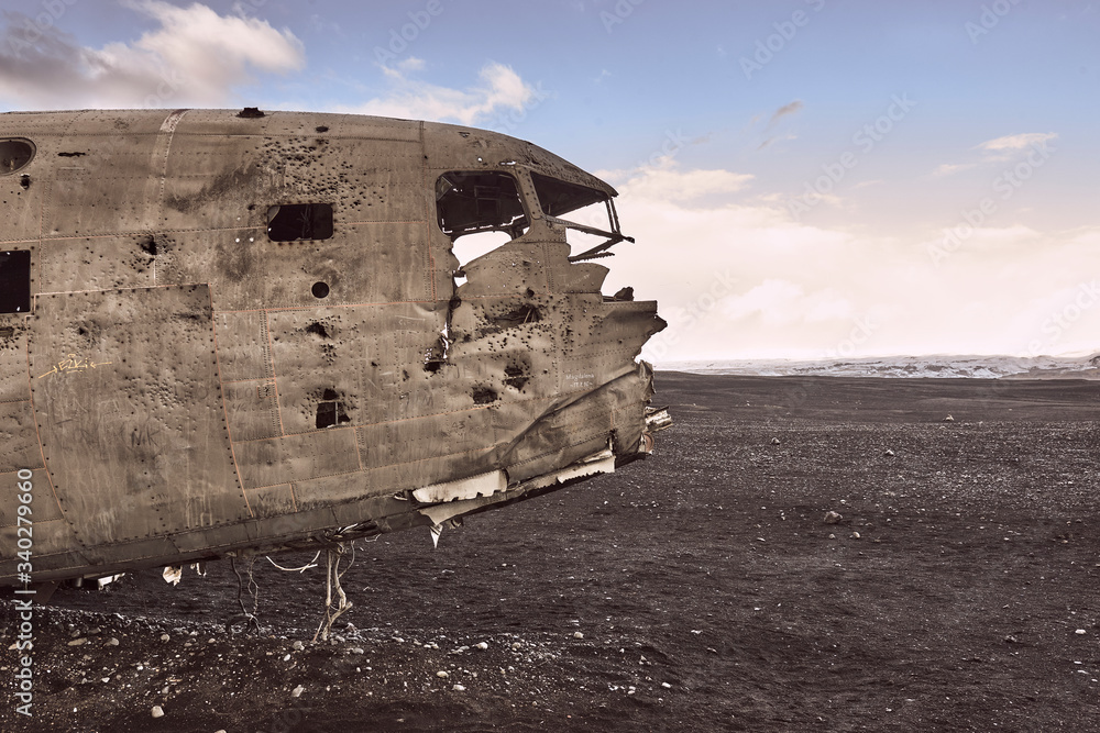 Abandoned DC Plane on Sólheimasandur black beach, Iceland Abandoned DC Plane on Sólheimasandur black beach, Iceland