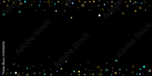 Gold, Blue stars, sprocket, shiny confetti. 