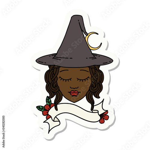 human witch character face sticker