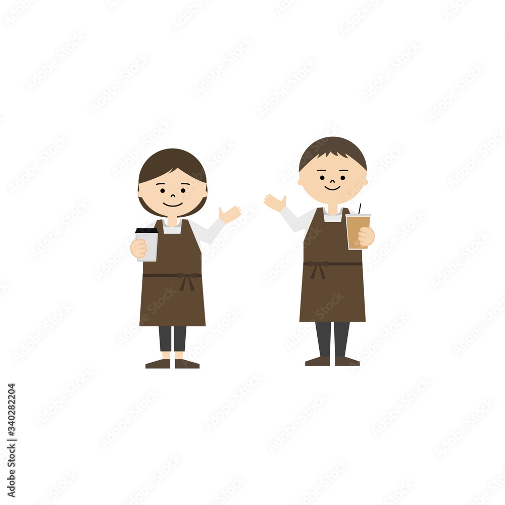 カフェ店員 接客 男女全身 カフェ店員 接客 男女全身