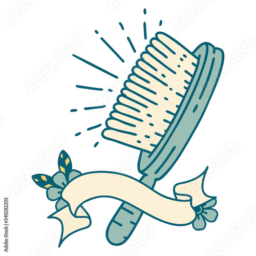 banner with tattoo style hairbrush