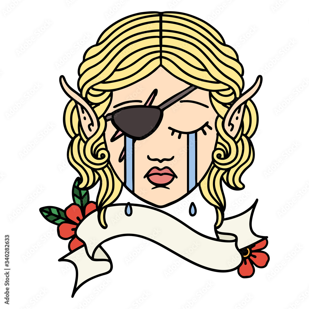 crying elf rogue character face illustration crying elf rogue character face illustration
