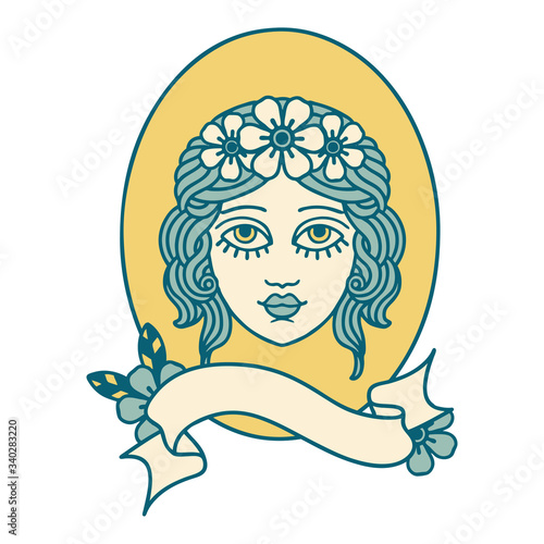 tattoo with banner of a maiden