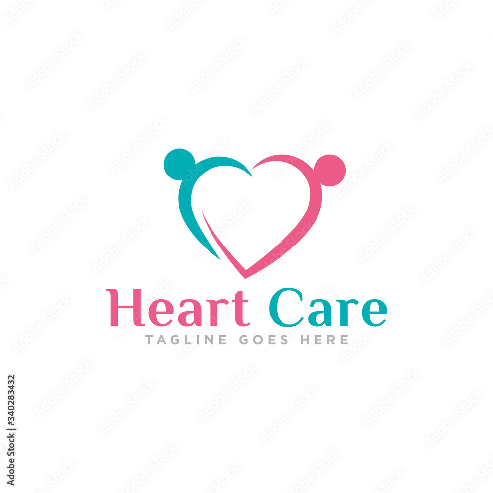 Heart Care Logo Design Vector