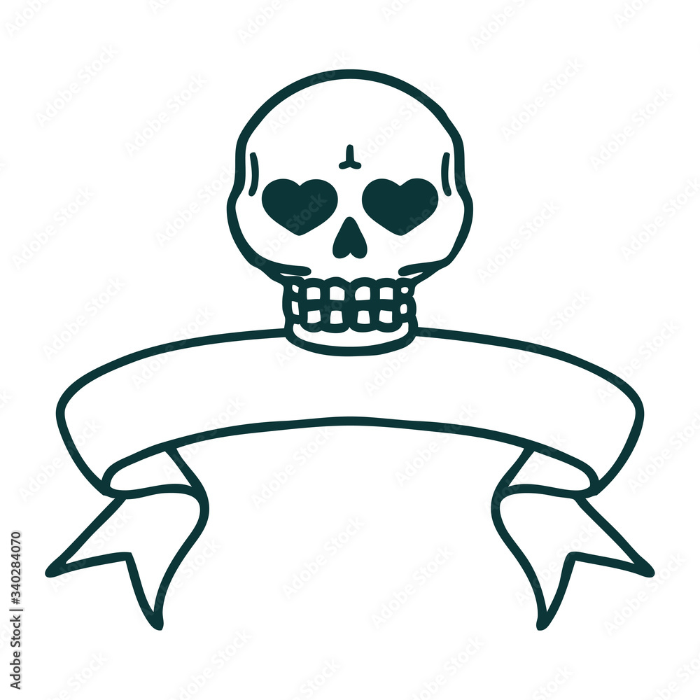 tattoo with banner of a skull tattoo with banner of a skull