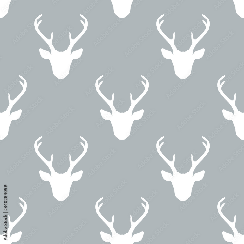 Seamless pattern with deer heads silhouettes Seamless pattern with deer heads silhouettes