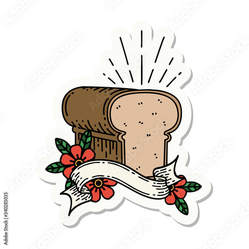 sticker of tattoo style loaf of bread