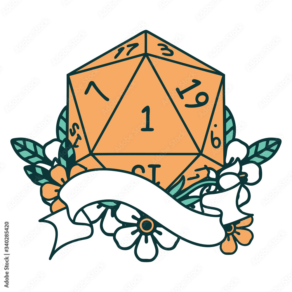 natural one d20 dice roll illustration natural one d20 dice roll illustration